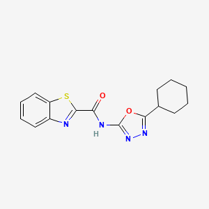 molecular formula C16H16N4O2S B2931692 N-(5-环己基-1,3,4-恶二唑-2-基)苯并[d]噻唑-2-甲酰胺 CAS No. 922105-45-1