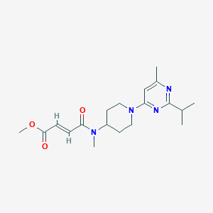 molecular formula C19H28N4O3 B2931703 Methyl (E)-4-[methyl-[1-(6-methyl-2-propan-2-ylpyrimidin-4-yl)piperidin-4-yl]amino]-4-oxobut-2-enoate CAS No. 2411336-37-1