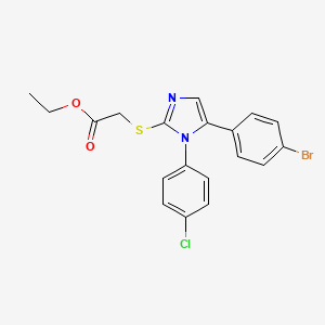 molecular formula C19H16BrClN2O2S B2931706 2-((5-(4-溴苯基)-1-(4-氯苯基)-1H-咪唑-2-基)硫代)乙酸乙酯 CAS No. 1226451-27-9