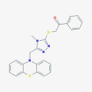 molecular formula C24H20N4OS2 B293171 2-{[4-methyl-5-(10H-phenothiazin-10-ylmethyl)-4H-1,2,4-triazol-3-yl]sulfanyl}-1-phenylethanone 