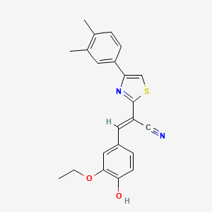 molecular formula C22H20N2O2S B2931715 (E)-2-(4-(3,4-dimethylphenyl)thiazol-2-yl)-3-(3-ethoxy-4-hydroxyphenyl)acrylonitrile CAS No. 476671-21-3