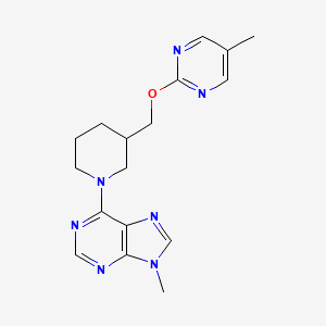 molecular formula C17H21N7O B2931719 9-Methyl-6-[3-[(5-methylpyrimidin-2-yl)oxymethyl]piperidin-1-yl]purine CAS No. 2379985-27-8
