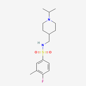 molecular formula C16H25FN2O2S B2931721 4-氟-N-((1-异丙基哌啶-4-基)甲基)-3-甲基苯磺酰胺 CAS No. 946291-65-2