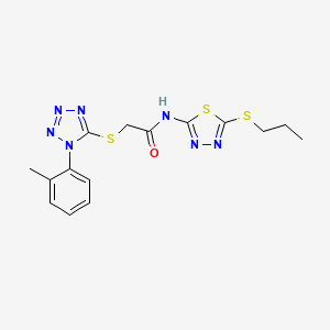 2-[1-(2-methylphenyl)tetrazol-5-yl]sulfanyl-N-(5-propylsulfanyl-1,3,4-thiadiazol-2-yl)acetamide