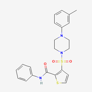 molecular formula C22H23N3O3S2 B2931732 3-{[4-(3-methylphenyl)piperazin-1-yl]sulfonyl}-N-phenylthiophene-2-carboxamide CAS No. 1207048-48-3