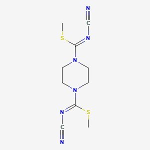 molecular formula C10H14N6S2 B2931740 dimethyl N~1~,N~4~-dicyanotetrahydro-1,4-pyrazinedicarbimidothioate CAS No. 151754-88-0
