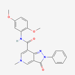 molecular formula C22H20N4O4 B2931752 N-(2,5-dimethoxyphenyl)-5-methyl-3-oxo-2-phenyl-3,5-dihydro-2H-pyrazolo[4,3-c]pyridine-7-carboxamide CAS No. 921832-88-4