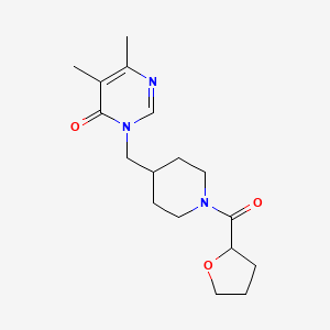 molecular formula C17H25N3O3 B2931753 5,6-二甲基-3-{[1-(氧杂环-2-羰基)哌啶-4-基]甲基}-3,4-二氢嘧啶-4-酮 CAS No. 2201318-46-7