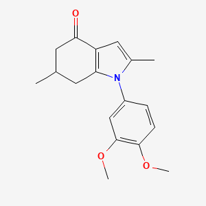 molecular formula C18H21NO3 B2931755 1-(3,4-Dimethoxyphenyl)-2,6-dimethyl-5,6,7-trihydroindol-4-one CAS No. 1024367-53-0
