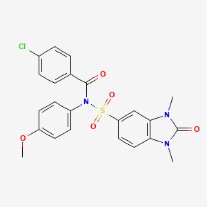 4-chloro-N-((1,3-dimethyl-2-oxo-2,3-dihydro-1H-benzo[d]imidazol-5-yl)sulfonyl)-N-(4-methoxyphenyl)benzamide