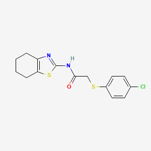 molecular formula C15H15ClN2OS2 B2931761 2-((4-chlorophenyl)thio)-N-(4,5,6,7-tetrahydrobenzo[d]thiazol-2-yl)acetamide CAS No. 701240-34-8