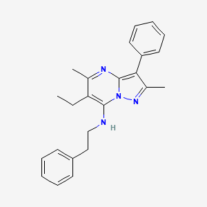 molecular formula C24H26N4 B2931769 6-ethyl-2,5-dimethyl-N-phenethyl-3-phenylpyrazolo[1,5-a]pyrimidin-7-amine CAS No. 899387-48-5