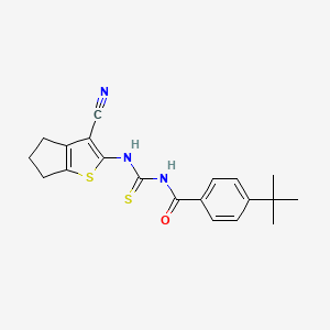molecular formula C20H21N3OS2 B2931786 4-(叔丁基)-N-((3-氰基-5,6-二氢-4H-环戊[b]噻吩-2-基)氨基甲酰硫)苯甲酰胺 CAS No. 477508-82-0