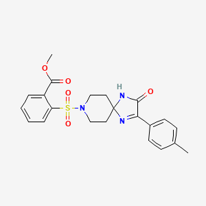 molecular formula C22H23N3O5S B2931787 Methyl 2-((3-oxo-2-(p-tolyl)-1,4,8-triazaspiro[4.5]dec-1-en-8-yl)sulfonyl)benzoate CAS No. 1358964-79-0