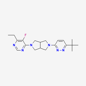 molecular formula C20H27FN6 B2931791 2-(6-Tert-butylpyridazin-3-yl)-5-(6-ethyl-5-fluoropyrimidin-4-yl)-1,3,3a,4,6,6a-hexahydropyrrolo[3,4-c]pyrrole CAS No. 2415454-99-6