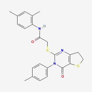 molecular formula C23H23N3O2S2 B2931794 N-(2,4-dimethylphenyl)-2-[[3-(4-methylphenyl)-4-oxo-6,7-dihydrothieno[3,2-d]pyrimidin-2-yl]sulfanyl]acetamide CAS No. 686771-40-4
