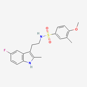 molecular formula C19H21FN2O3S B2931795 N-[2-(5-fluoro-2-methyl-1H-indol-3-yl)ethyl]-4-methoxy-3-methylbenzenesulfonamide CAS No. 682762-98-7