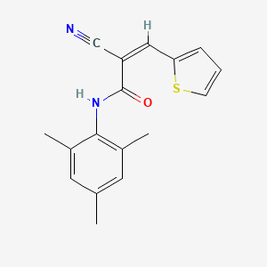 molecular formula C17H16N2OS B2931802 (Z)-2-cyano-N-mesityl-3-(thiophen-2-yl)acrylamide CAS No. 481677-40-1