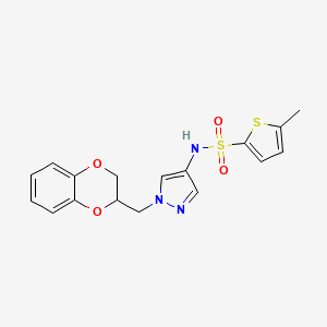 N-(1-((2,3-dihydrobenzo[b][1,4]dioxin-2-yl)methyl)-1H-pyrazol-4-yl)-5-methylthiophene-2-sulfonamide