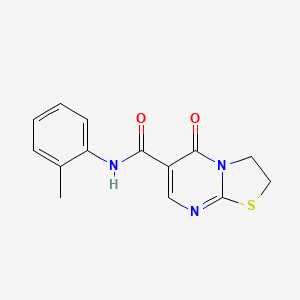 molecular formula C14H13N3O2S B2931822 5-oxo-N-(o-tolyl)-3,5-dihydro-2H-thiazolo[3,2-a]pyrimidine-6-carboxamide CAS No. 497072-41-0