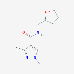 molecular formula C11H17N3O2 B2931823 1,3-dimethyl-N-[(oxolan-2-yl)methyl]-1H-pyrazole-4-carboxamide CAS No. 1052630-24-6