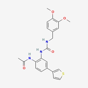 molecular formula C22H23N3O4S B2931827 N-(2-(3-(3,4-dimethoxybenzyl)ureido)-4-(thiophen-3-yl)phenyl)acetamide CAS No. 1206999-34-9