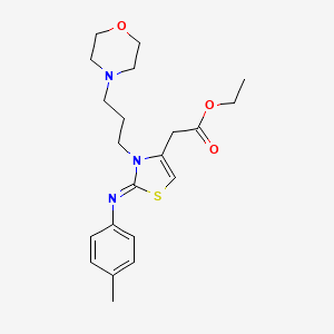 molecular formula C21H29N3O3S B2931828 (Z)-ethyl 2-(3-(3-morpholinopropyl)-2-(p-tolylimino)-2,3-dihydrothiazol-4-yl)acetate CAS No. 905763-82-8