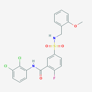 molecular formula C21H17Cl2FN2O4S B2931830 N-(2,3-二氯苯基)-2-氟-5-[(2-甲氧基苯基)甲基磺酰胺基]苯甲酰胺 CAS No. 451511-14-1