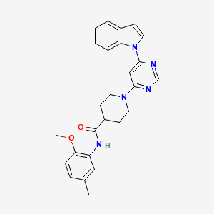 molecular formula C26H27N5O2 B2931832 1-(6-(1H-indol-1-yl)pyrimidin-4-yl)-N-(2-methoxy-5-methylphenyl)piperidine-4-carboxamide CAS No. 1797729-27-1