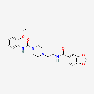 molecular formula C23H28N4O5 B2931835 4-(2-(苯并[d][1,3]二氧杂-5-甲酰胺)乙基)-N-(2-乙氧基苯基)哌嗪-1-甲酰胺 CAS No. 1226434-78-1