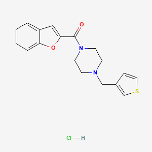 molecular formula C18H19ClN2O2S B2931837 苯并呋喃-2-基(4-(噻吩-3-基甲基)哌嗪-1-基)甲酮盐酸盐 CAS No. 1351588-29-8
