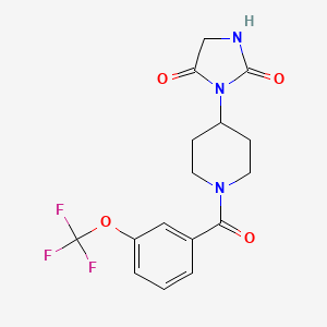 molecular formula C16H16F3N3O4 B2931838 3-(1-(3-(Trifluoromethoxy)benzoyl)piperidin-4-yl)imidazolidine-2,4-dione CAS No. 2034443-33-7