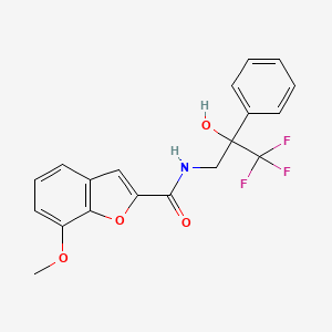 molecular formula C19H16F3NO4 B2931841 7-甲氧基-N-(3,3,3-三氟-2-羟基-2-苯基丙基)苯并呋喃-2-甲酰胺 CAS No. 1351605-15-6