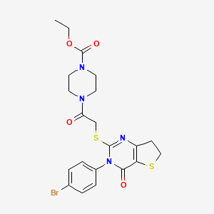 molecular formula C21H23BrN4O4S2 B2931859 4-(2-((3-(4-溴苯基)-4-氧代-3,4,6,7-四氢噻吩并[3,2-d]嘧啶-2-基)硫代)乙酰)哌嗪-1-甲酸乙酯 CAS No. 362501-28-8