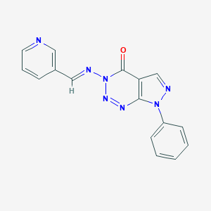 molecular formula C16H11N7O B293186 7-phenyl-3-[(3-pyridinylmethylene)amino]-3,7-dihydro-4H-pyrazolo[3,4-d][1,2,3]triazin-4-one 