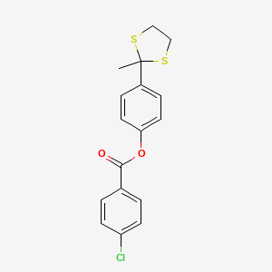 molecular formula C17H15ClO2S2 B2931866 4-(2-甲基-1,3-二硫杂环己烷-2-基)苯基 4-氯苯甲酸酯 CAS No. 329779-11-5