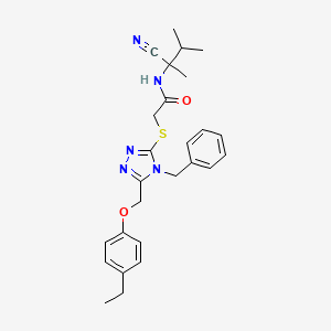 molecular formula C26H31N5O2S B2931869 2-({4-benzyl-5-[(4-ethylphenoxy)methyl]-4H-1,2,4-triazol-3-yl}sulfanyl)-N-(1-cyano-1,2-dimethylpropyl)acetamide CAS No. 1030740-18-1