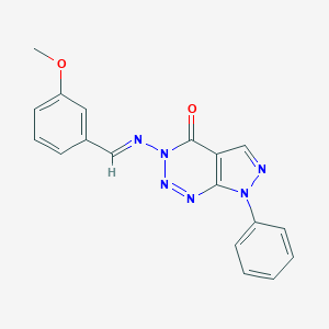 molecular formula C18H14N6O2 B293187 3-[(3-methoxybenzylidene)amino]-7-phenyl-3,7-dihydro-4H-pyrazolo[3,4-d][1,2,3]triazin-4-one 