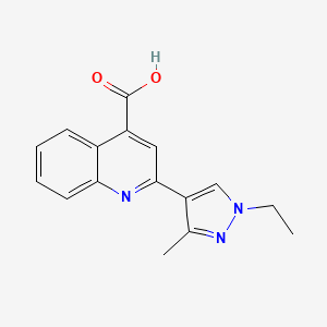 molecular formula C16H15N3O2 B2931872 2-(1-乙基-3-甲基-1H-吡唑-4-基)喹啉-4-羧酸 CAS No. 522594-91-8
