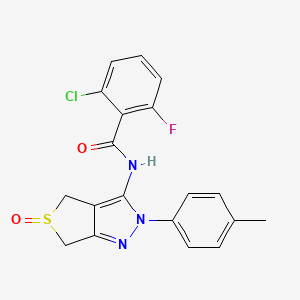 molecular formula C19H15ClFN3O2S B2931874 2-氯-6-氟-N-(5-氧化-2-(对甲苯基)-4,6-二氢-2H-噻吩并[3,4-c]吡唑-3-基)苯甲酰胺 CAS No. 1007193-93-2