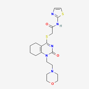 molecular formula C19H25N5O3S2 B2931876 2-((1-(2-吗啉乙基)-2-氧代-1,2,5,6,7,8-六氢喹唑啉-4-基)硫代)-N-(噻唑-2-基)乙酰胺 CAS No. 898435-32-0