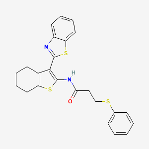 molecular formula C24H22N2OS3 B2931879 N-(3-(benzo[d]thiazol-2-yl)-4,5,6,7-tetrahydrobenzo[b]thiophen-2-yl)-3-(phenylthio)propanamide CAS No. 393837-30-4