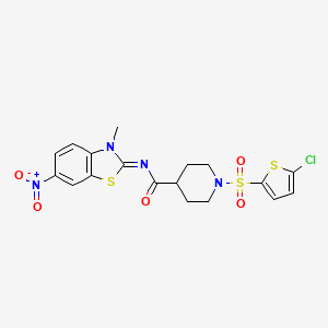 (E)-1-((5-chlorothiophen-2-yl)sulfonyl)-N-(3-methyl-6-nitrobenzo[d]thiazol-2(3H)-ylidene)piperidine-4-carboxamide