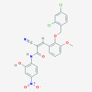 (Z)-2-Cyano-3-[2-[(2,4-dichlorophenyl)methoxy]-3-methoxyphenyl]-N-(2-hydroxy-4-nitrophenyl)prop-2-enamide
