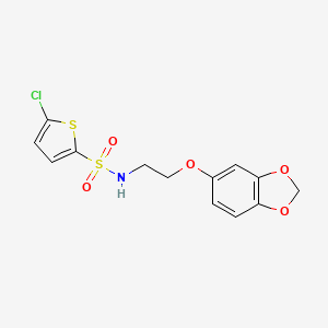 molecular formula C13H12ClNO5S2 B2931898 N-(2-(benzo[d][1,3]dioxol-5-yloxy)ethyl)-5-chlorothiophene-2-sulfonamide CAS No. 1105205-25-1