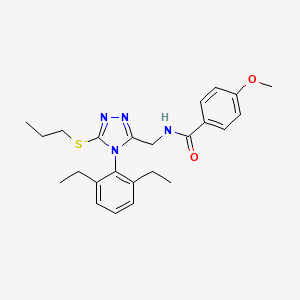 N-[[4-(2,6-diethylphenyl)-5-propylsulfanyl-1,2,4-triazol-3-yl]methyl]-4-methoxybenzamide