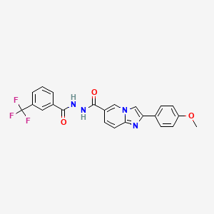 molecular formula C23H17F3N4O3 B2931925 2-(4-甲氧基苯基)-N'-[3-(三氟甲基)苯甲酰基]咪唑并[1,2-a]吡啶-6-甲酰肼 CAS No. 866138-00-3