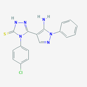 molecular formula C17H13ClN6S B293193 5-(5-amino-1-phenyl-1H-pyrazol-4-yl)-4-(4-chlorophenyl)-2,4-dihydro-3H-1,2,4-triazole-3-thione 