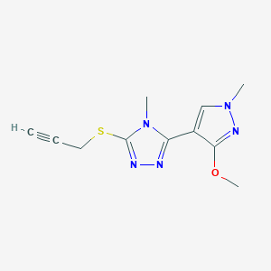 molecular formula C11H13N5OS B2931959 3-(3-methoxy-1-methyl-1H-pyrazol-4-yl)-4-methyl-5-(prop-2-yn-1-ylthio)-4H-1,2,4-triazole CAS No. 1013774-75-8