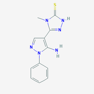 molecular formula C12H12N6S B293196 5-(5-amino-1-phenyl-1H-pyrazol-4-yl)-4-methyl-2,4-dihydro-3H-1,2,4-triazole-3-thione 
